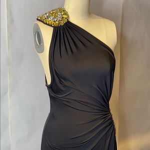 Black one shoulder gown